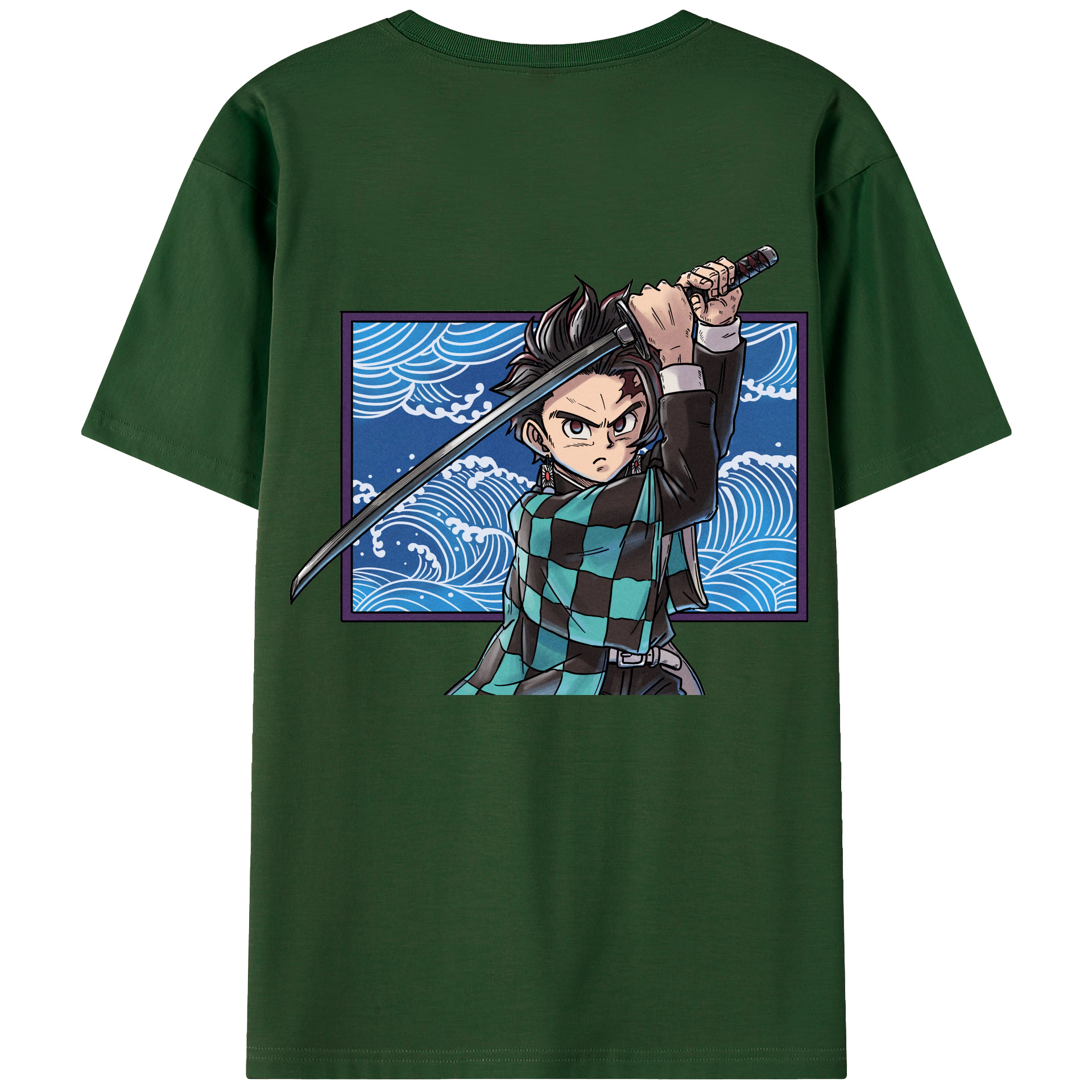 （画像用） 鬼滅の刃 竈門 炭治郎／かまど たんじろう Kamado Tanjirou 綿100％半袖Tシャツ（背面プリント）